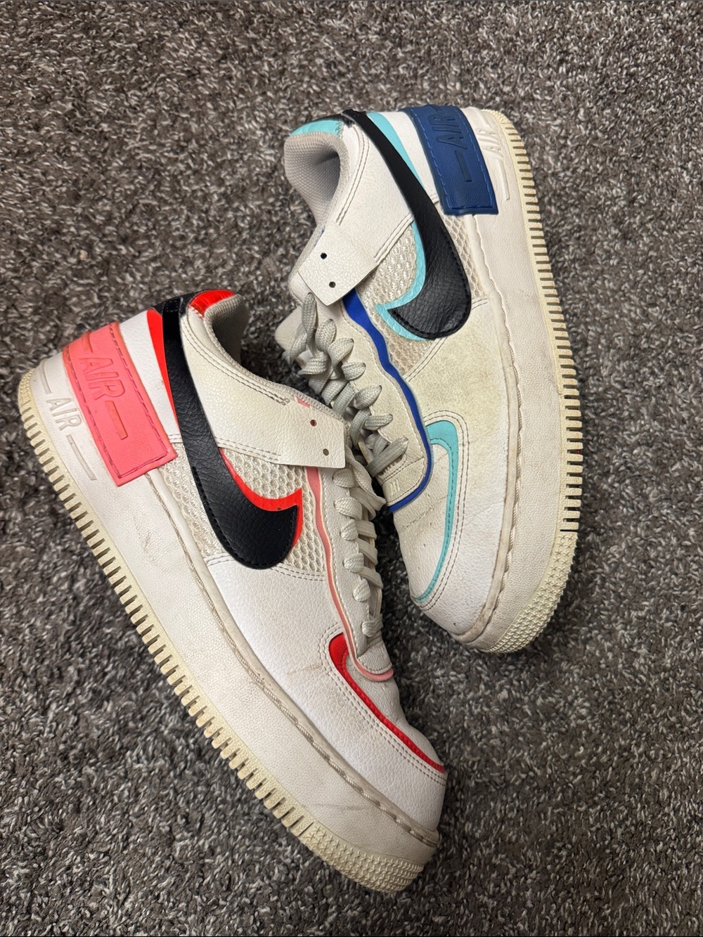 Nike Colorblocked Air Force 1 Low - Cream with Coral, Teal & Black